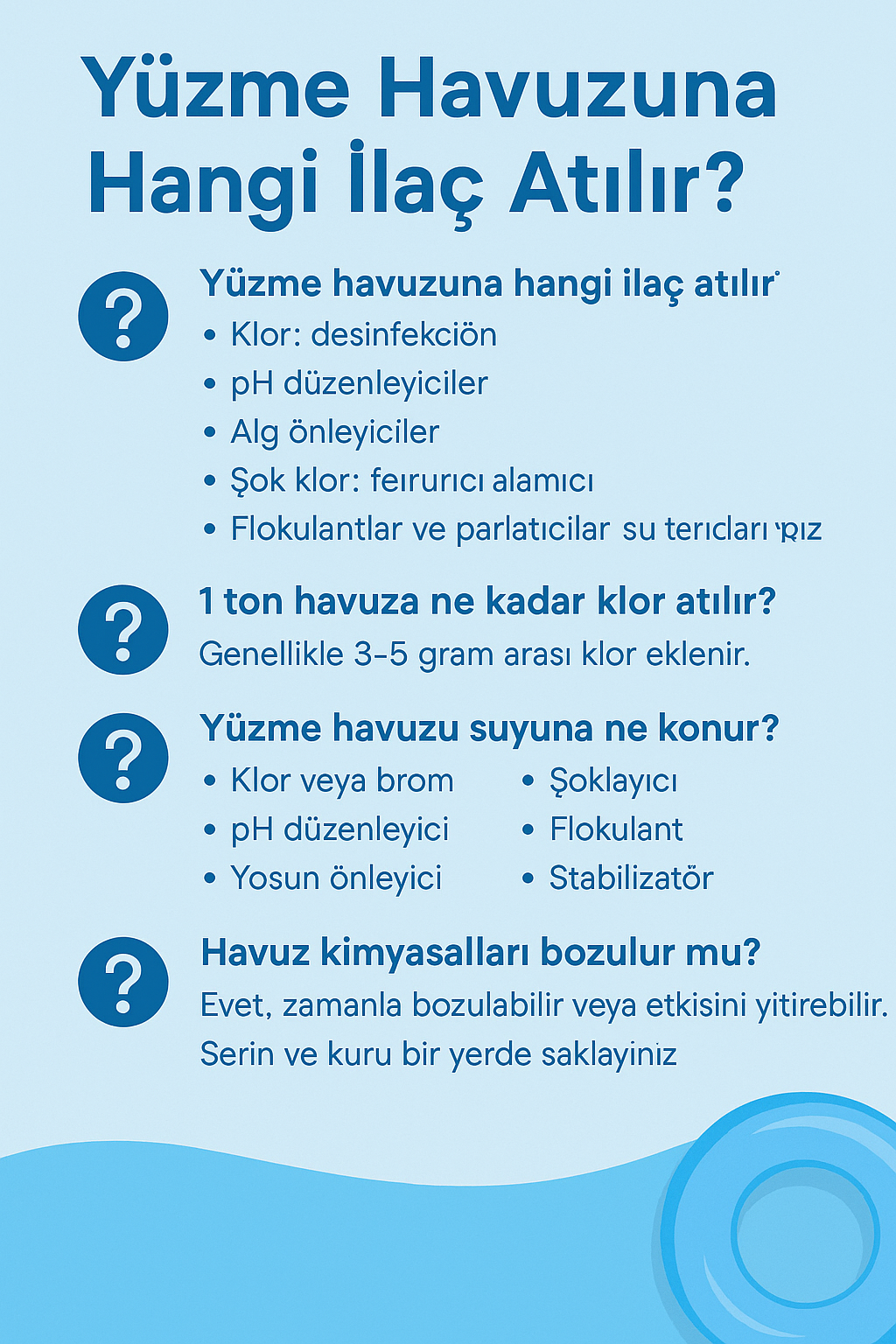 havuz kimyasalları satan firmalar